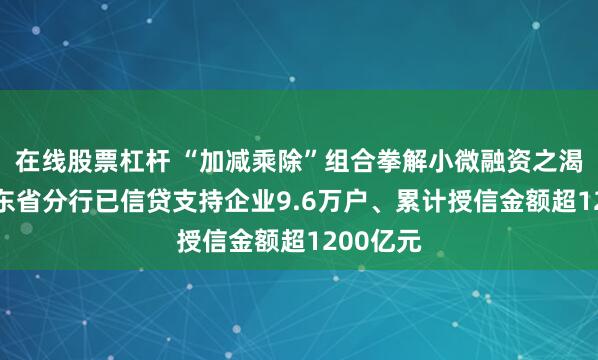在线股票杠杆 “加减乘除”组合拳解小微融资之渴 建行山东省分行已信贷支持企业9.6万户、累计授信金额超1200亿元