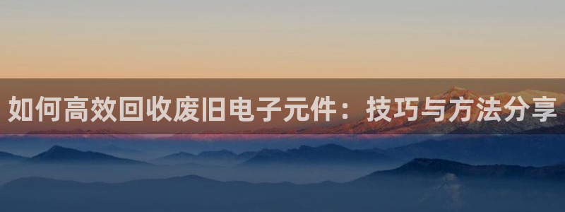 pg电子点杀：如何高效回收废旧电子元件：技巧与方法分享